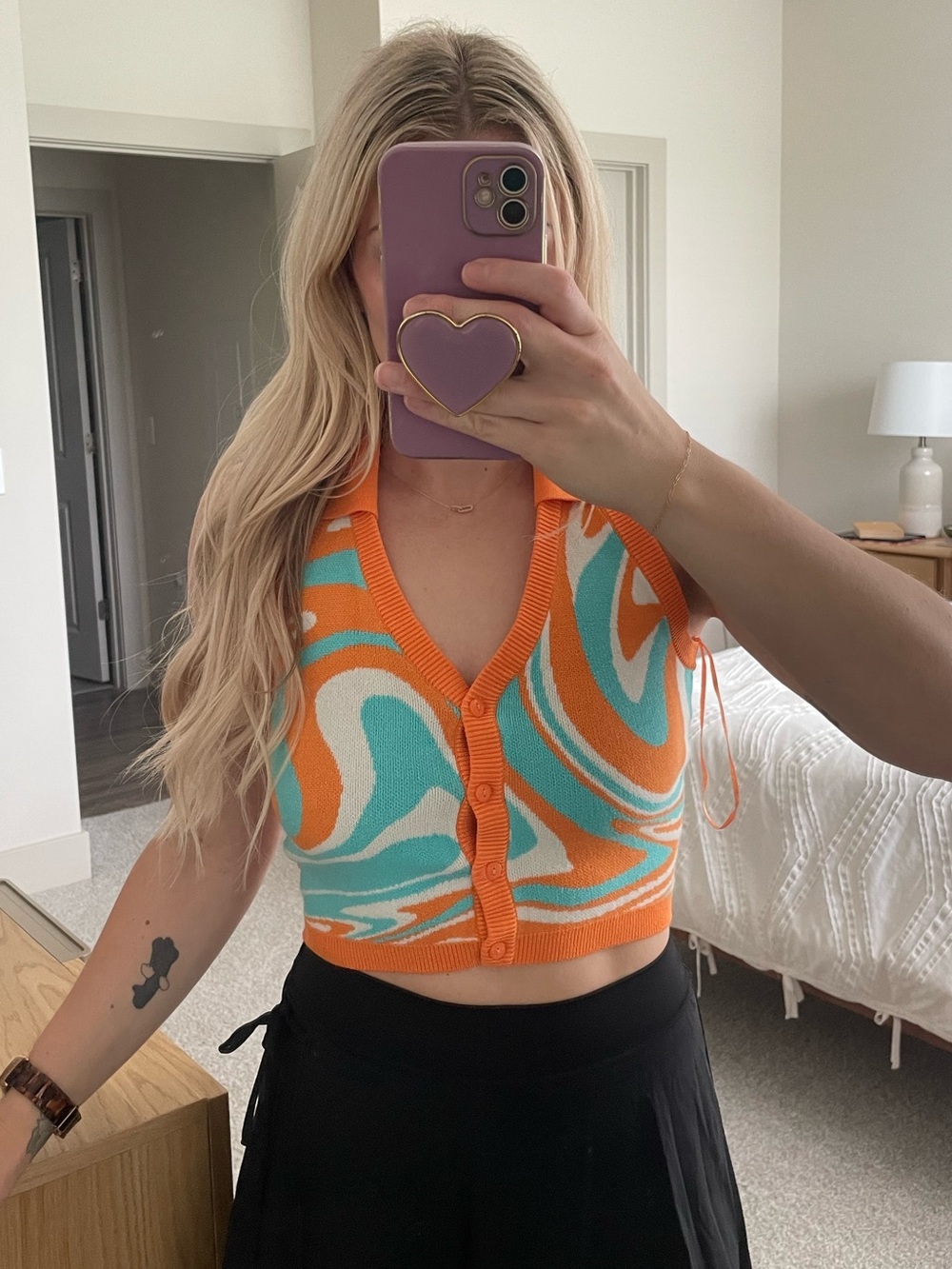 Garage Orange and Blue Knit Top